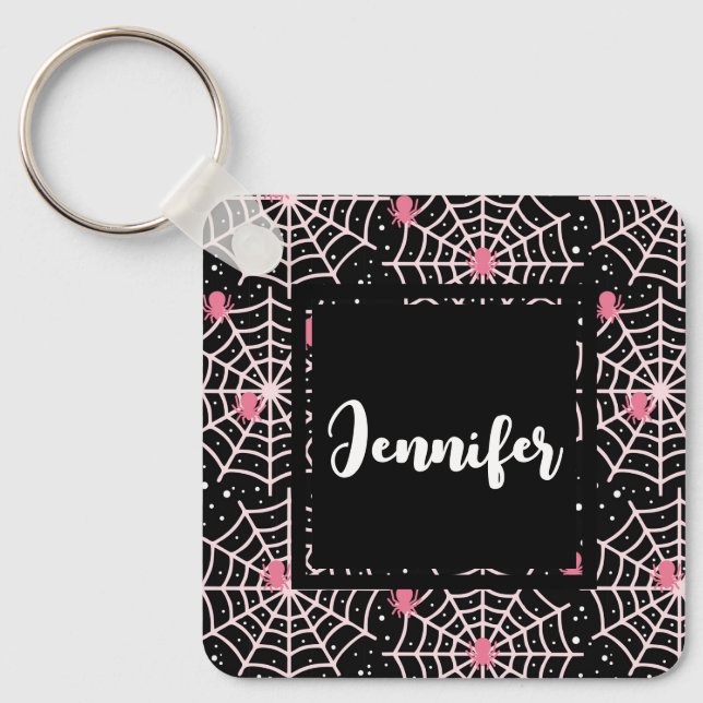 Halloween Cobwebs & Spiders Mönster Nyckelring (Framsida)