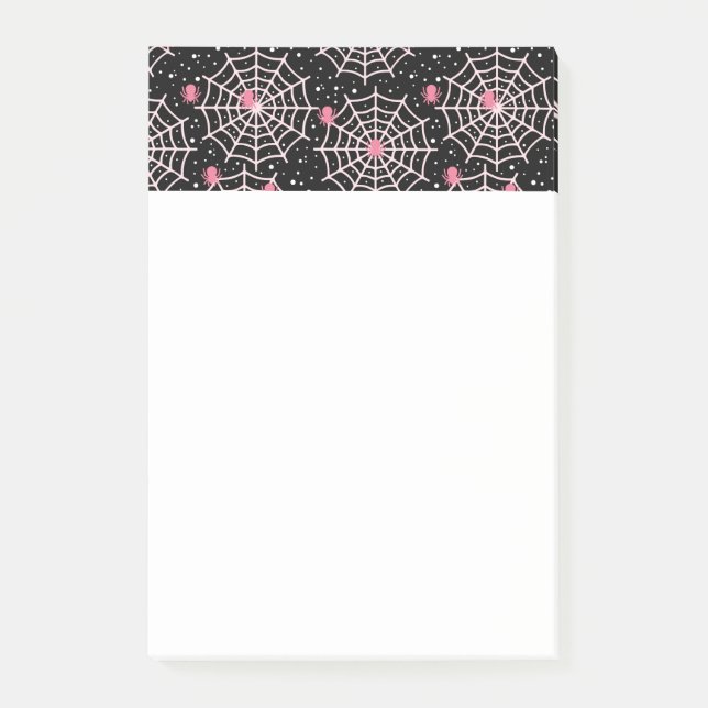 Halloween Cobwebs & Spiders Mönster Post-it Block (Framsida)