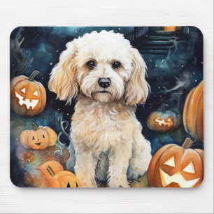 Halloween Cockapoo med pumpor Scary Musmatta