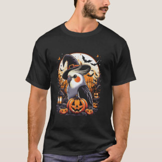 Halloween Cockatiel Witch Hat Costume Måne T Shirt