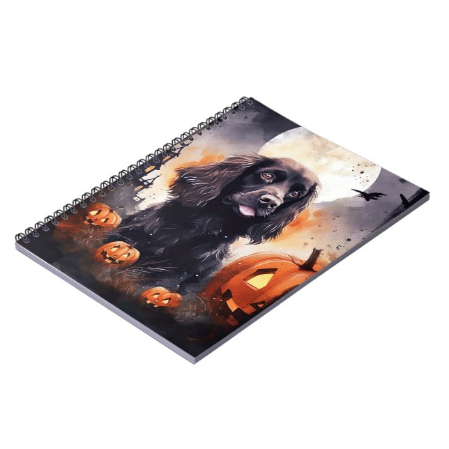 Halloween Cocker Spain with Pumpkins Anteckningsbok (Vänstra Sidan)