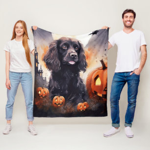 Halloween Cocker Spain with Pumpkins Fleecefilt