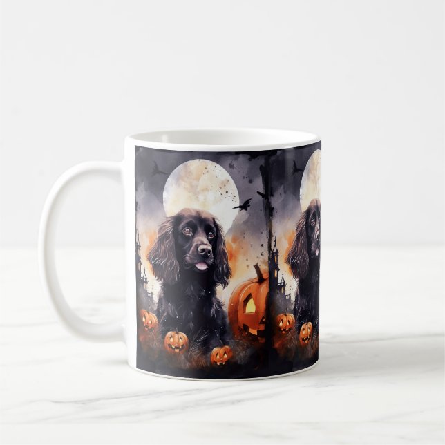 Halloween Cocker Spain with Pumpkins Kaffemugg (Vänster)