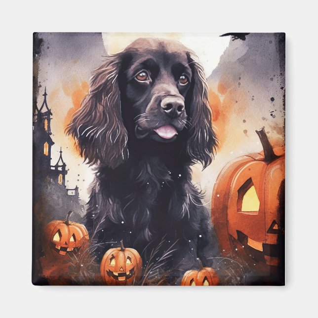Halloween Cocker Spain with Pumpkins Magnet (Framsidan)