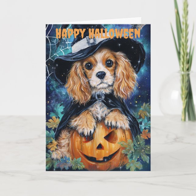 Halloween Cocker Spaniel Dog Helgkort (Framsida)