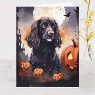 Halloween Cocker Spaniel Med Pumpa  Kort