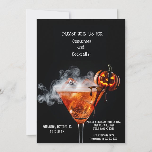 Halloween Cocktail-inbjudningskort - Jack O’Lanter Inbjudningar (Framsida)