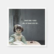 Halloween Cocktail Napkins, Creepy Miss Muffet