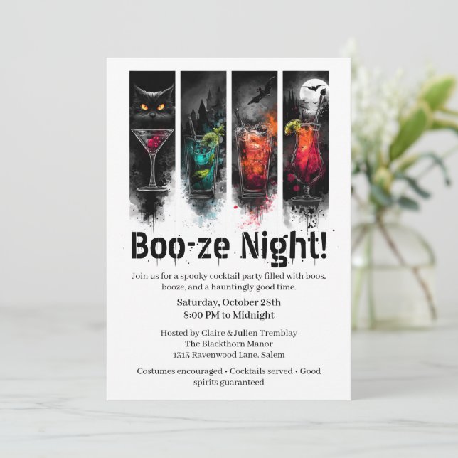 Halloween Cocktail Party | Boo-ze Natt Inbjudningar (Stående Fram)