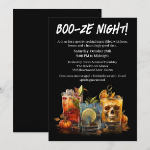 Halloween Cocktail Party   Boo-ze Night Inbjudningar