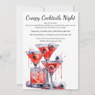 Halloween Cocktail Party   Creepy Eyeball Drink Inbjudningar