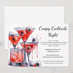 Halloween Cocktail Party   Creepy Eyeball Drink Inbjudningar
