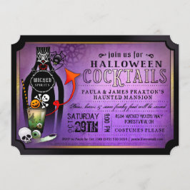 Halloween Cocktail Party Drinks Lila Investigation Inbjudningar