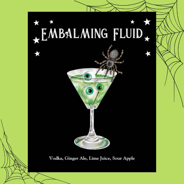Halloween Cocktail Party Eyeball Martini Recipe Poster (Halloween Cocktail Party Eyeball Martini Recipe Poster)