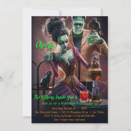 Halloween Cocktail Party, Frankenstein & Bride Inbjudningar