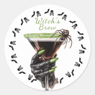 Halloween Cocktail Party Häxans Brygd Klistermär Runt Klistermärke
