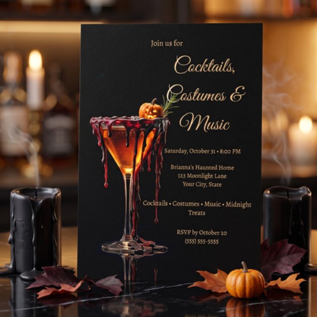 Halloween Cocktail Party Inbjudan (Halloween Invitation card)