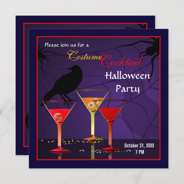 Halloween Cocktail Party-inbjudan Inbjudningar (Fram/baksida)
