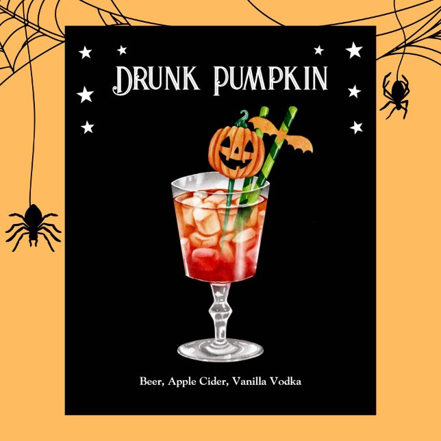 Halloween Cocktail Party med Pumpkin Recipe Poster (Halloween Cocktail Party with Pumpkin Recipe Poster)