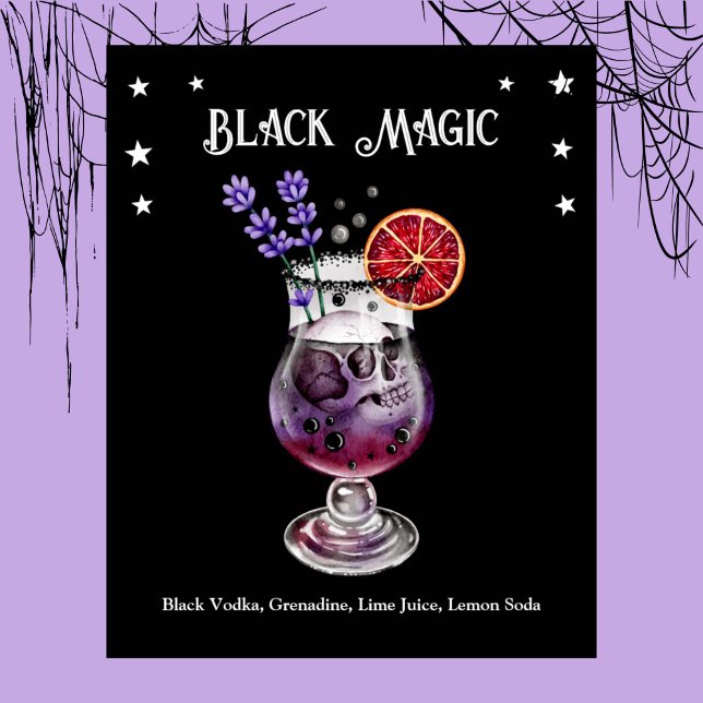 Halloween Cocktail Party med Skull Recipe Poster (Halloween Cocktail Party with Skull Recipe Poster)