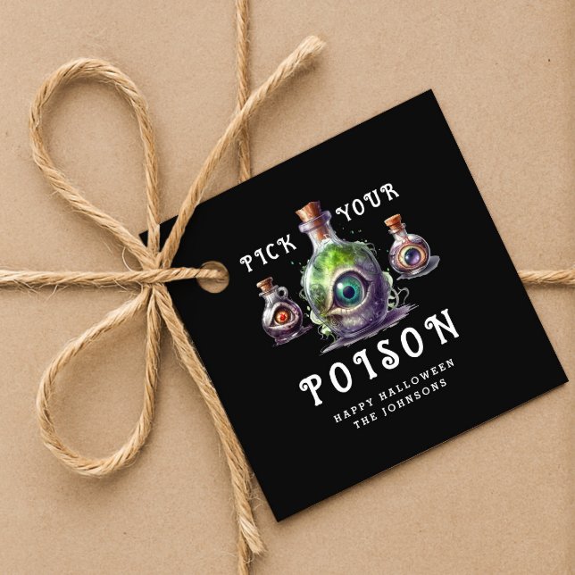 Halloween Cocktail Party Plocka din gift Gåvor Etiketter (Halloween Cocktail Party Pick Your Poison Favor Tags
)