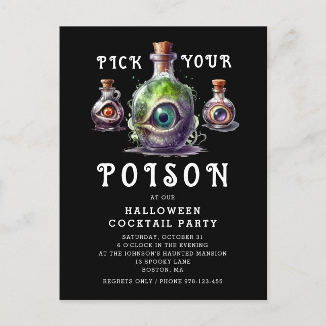 Halloween Cocktail Party Plocka din gift Inbjudan Vykort (Framsida)