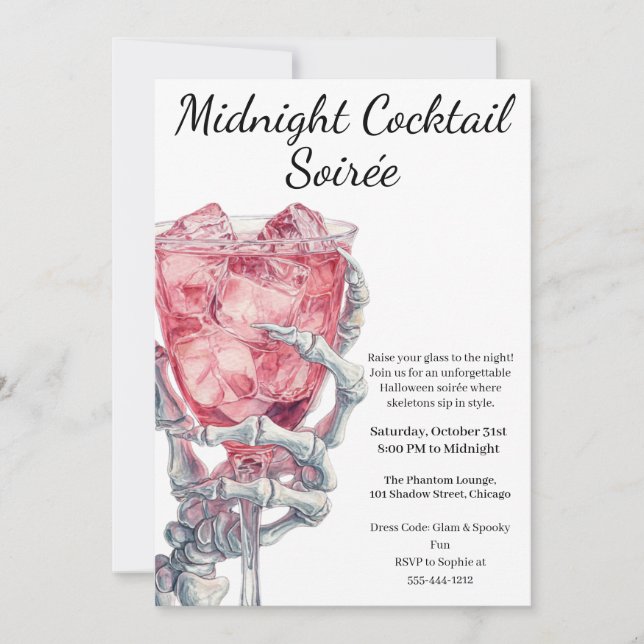Halloween Cocktail Party | Skeleton Hand Inbjudningar (Framsida)