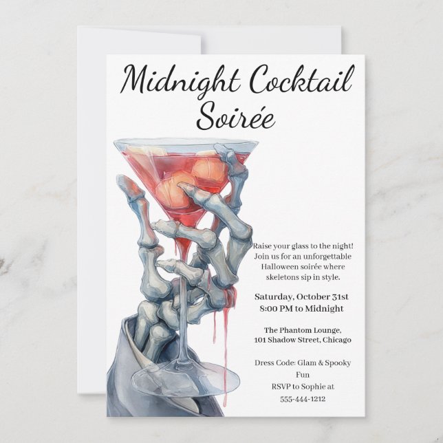 Halloween Cocktail Party | Skelett Hand  Inbjudningar (Framsida)