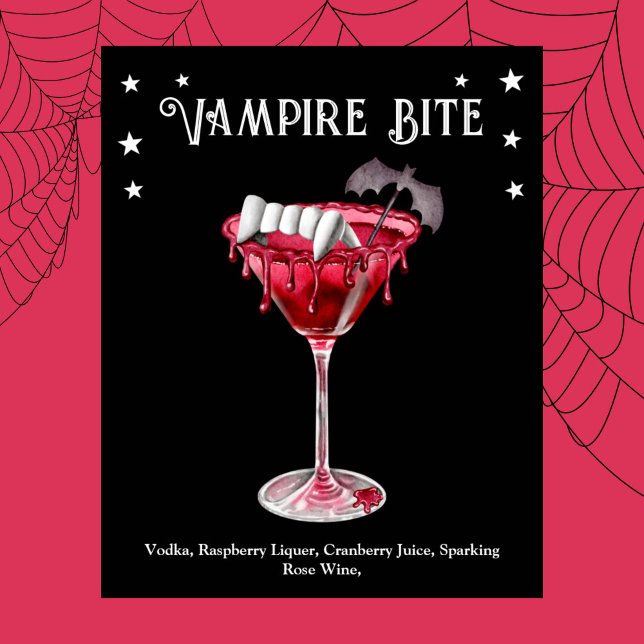 Halloween Cocktail Party Vampire Martini Recipe Poster (Halloween Cocktail Party Vampire Martini Recipe Poster)