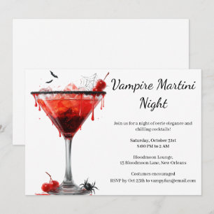 Halloween Cocktail Party Vampyr Martini Inbjudningar