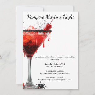 Halloween Cocktail Party Vampyr Martini Inbjudningar