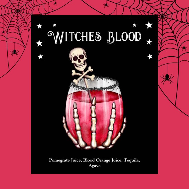Halloween Cocktail Party Witches Blood Recipe Poster (Halloween Cocktail Party Witches Blood Recipe Poster)