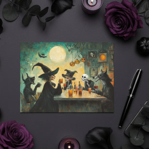 Halloween Cocktail party Witches Werevarv Vykort