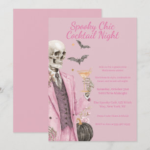 Halloween Cocktailparty Spöklik Chic Natt Inbjudningar