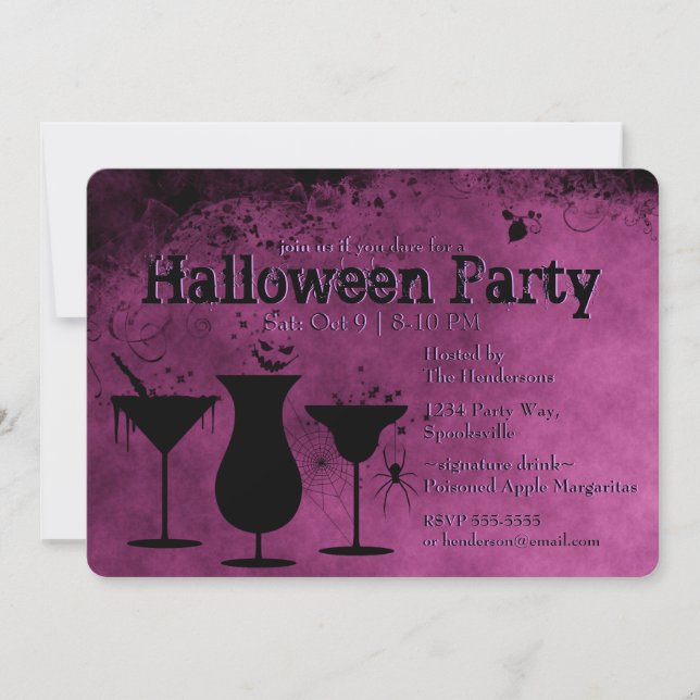 Halloween Cocktails Inbjudningar (Framsida)