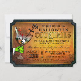 Halloween Cocktails Party Orange och Black Inbjuda Inbjudningar