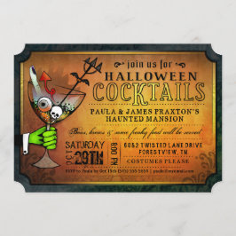 Halloween Cocktails Party Orange och Black Inbjuda Inbjudningar
