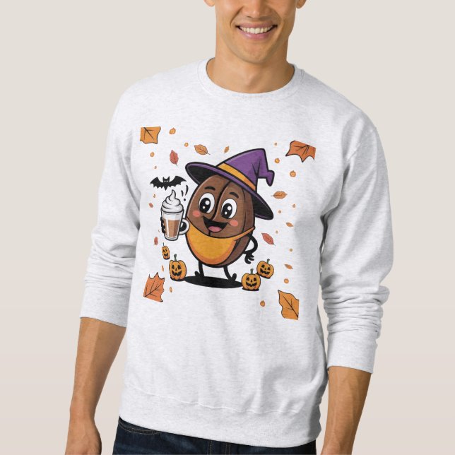 Halloween Coffee Älskare T-Shirt Lång Ärmad Tröja (Framsida)