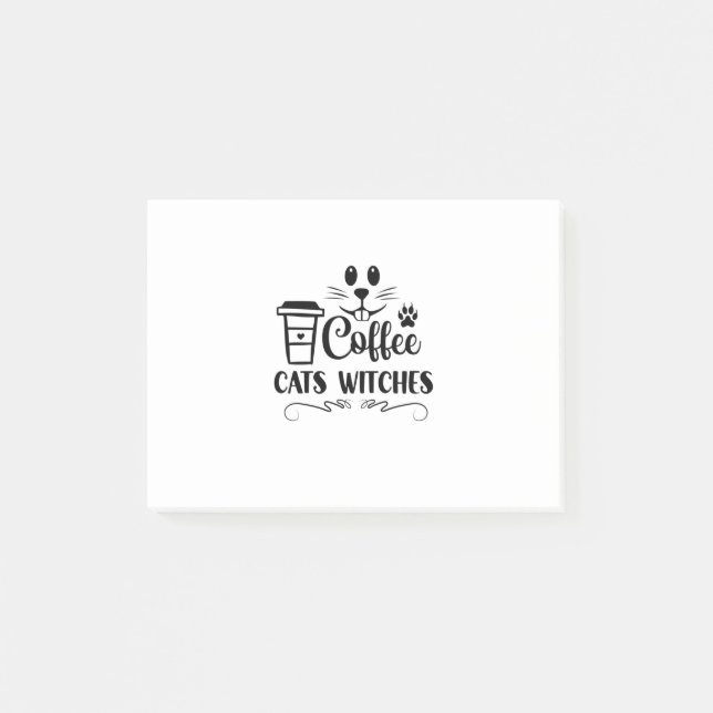 Halloween Coffee Cats Witches Birthday Post-it Block (Framsida)