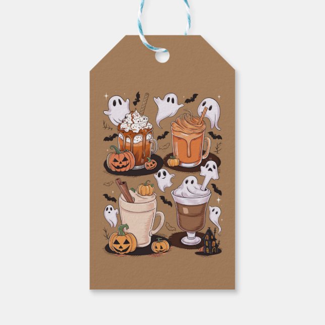 Halloween Coffee Cute Fall Iced Coffee Älskare Gif Presentetikett (Baksidan)