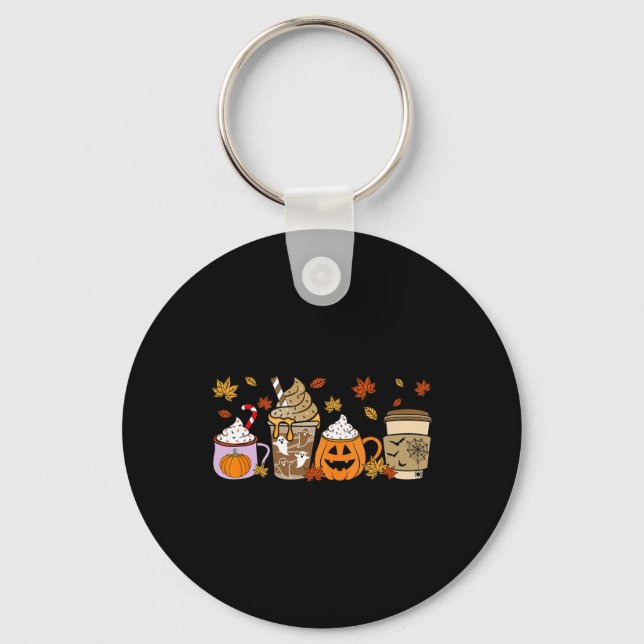 Halloween Coffee Pumpkin Latte Spice Costume Manar Nyckelring (Framsida)