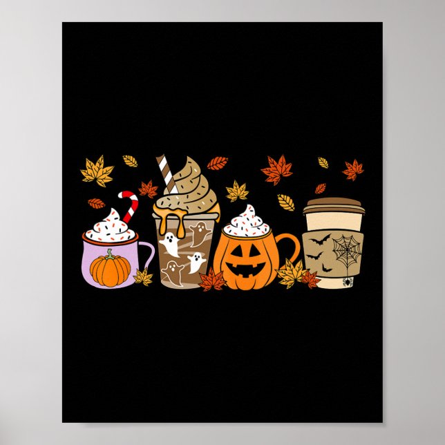 Halloween Coffee Pumpkin Latte Spice Costume Manar Poster (Framsidan)