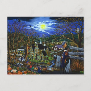 Halloween,College,witchar,Jack-O-Lantern,varg,flad Vykort