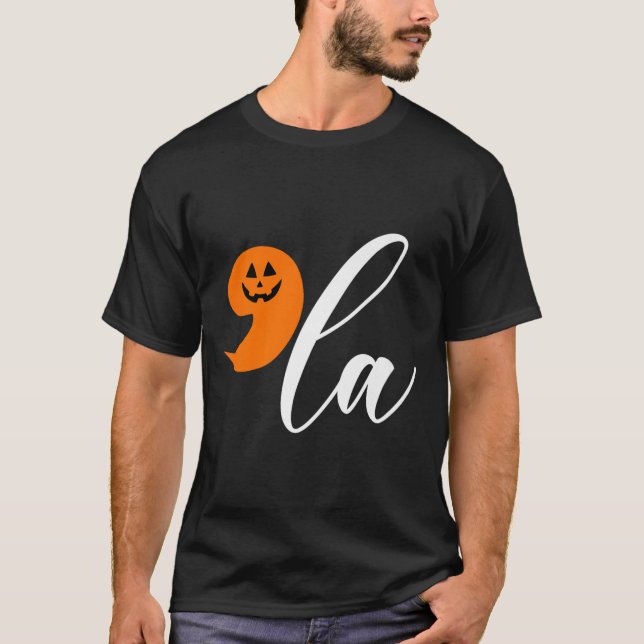 Halloween Comma La Funny Pumpkin Kamala Harris Pre T Shirt (Framsida)