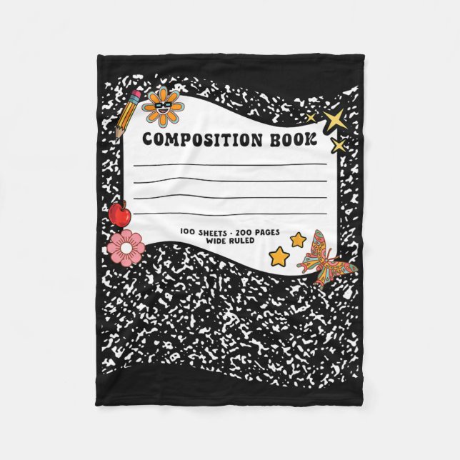 Halloween Composition Bok Notebook Funny Teacher Fleecefilt (Framsidan)