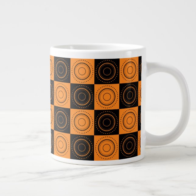 Halloween Concentric Orange och Black Polka dots Jumbo Mugg (Höger)