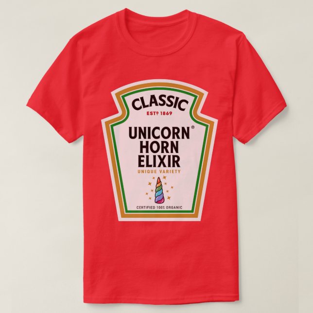Halloween Condition Flaska Unicorn Horn Eliir Pot T Shirt (Design framsida)