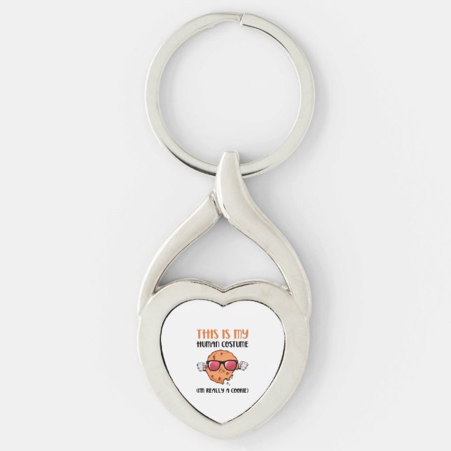 Halloween Cookie Twisted Heart Silverfärgad Nyckelring (Framsidan)