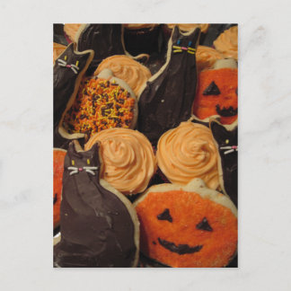 Halloween Cookies Cats och Pumpkins Vykort