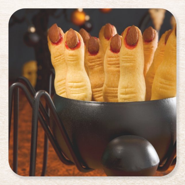 Halloween Cookies - Witch's Finger Underlägg Papper Kvadrat (Framsidan)